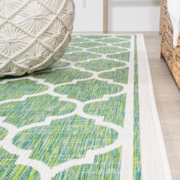 Trebol Moroccan Trellis Textured Weave Indoor/outdoor Runner Rug
